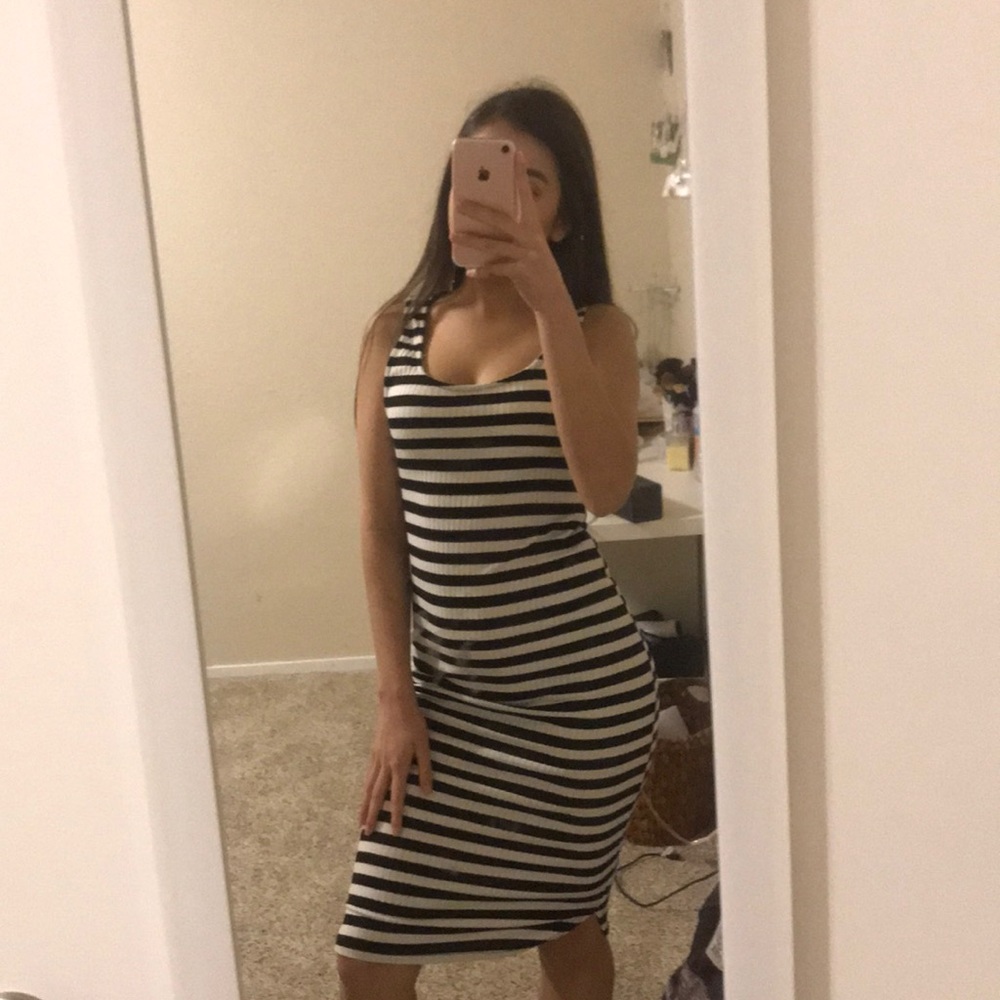 striped midi dress